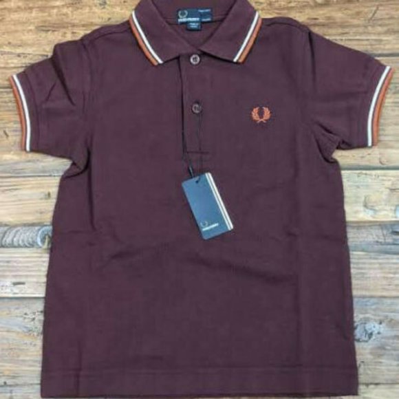 Fred Perry Kids Twin Tipped Polo, Mahogany Red/White - Picture 1 of 2